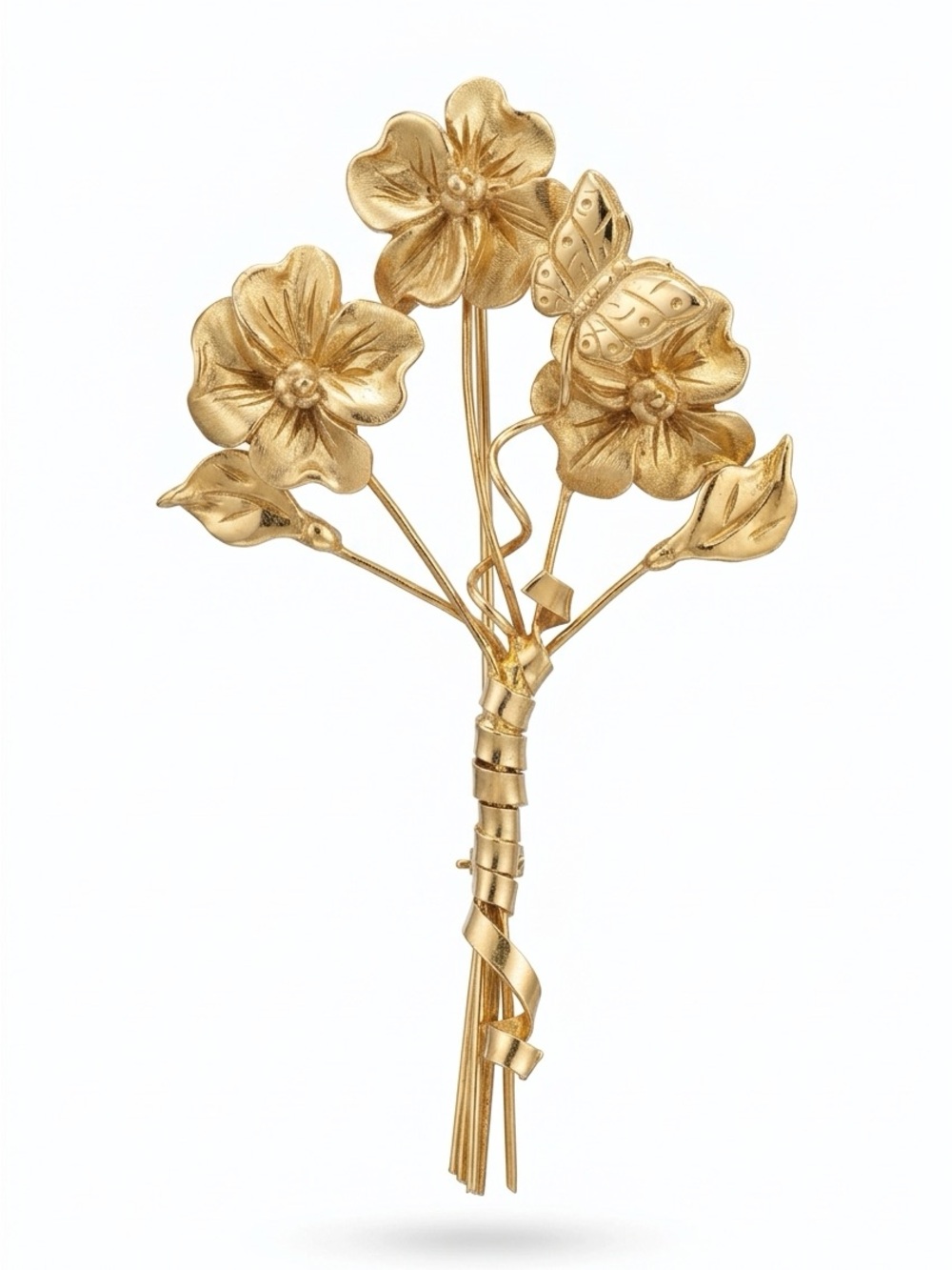 Vintage Flower Bouquet Brooch Pin -